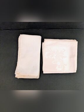 Napkins Pink Cloth Floral Jaquard Set 10 Napkins Unbranded